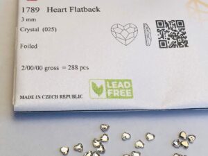 10pcs Tooth Gems Rubyscraft® 3mm Crystal Czech Heart Lead-Free Crystal Gems Non hotfix foiled Rhinestones Flatbacks