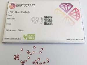 10pcs Tooth Gems Rubyscraft® 3mm Rose Czech Heart Lead-Free Crystal Gems Non hotfix foiled Rhinestones Flatbacks