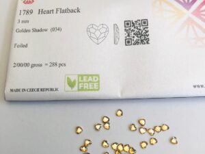 10pcs Tooth Gems Rubyscraft® 3mm Golden shadow Czech Heart Lead-Free Crystal Gems Non hotfix foiled Rhinestones Flatbacks