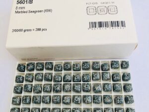 Alternative view of 20pcs Swarovski® 8mm Marbled Seagreen Cubic Beads ref: 5601/B