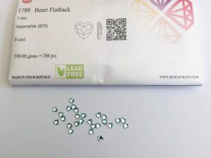 10pcs Tooth Gems Rubyscraft® 3mm Aquamarine Czech Heart Lead-Free Crystal Gems Non hotfix foiled Rhinestones Flatbacks