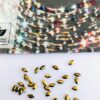 10pcs Tooth Gems Preciosa® Aurum Gold Crystal Navette 2x4mm Lead-Free  Gems Non hotfix foiled Austrian Rhinestones Flatbacks