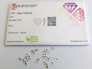 10pcs Tooth Gems Rubyscraft® 3mm Moonlight Czech Heart Lead-Free Crystal Gems Non hotfix foiled Rhinestones Flatbacks