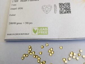 10pcs Tooth Gems Rubyscraft® 3mm Jonquil Yellow Czech Heart Lead-Free Crystal Gems Non hotfix foiled Rhinestones Flatbacks