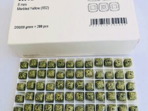 Alternative view of 20pcs Swarovski® 8mm Marbled Yellow Cubic Beads ref: 5601/B