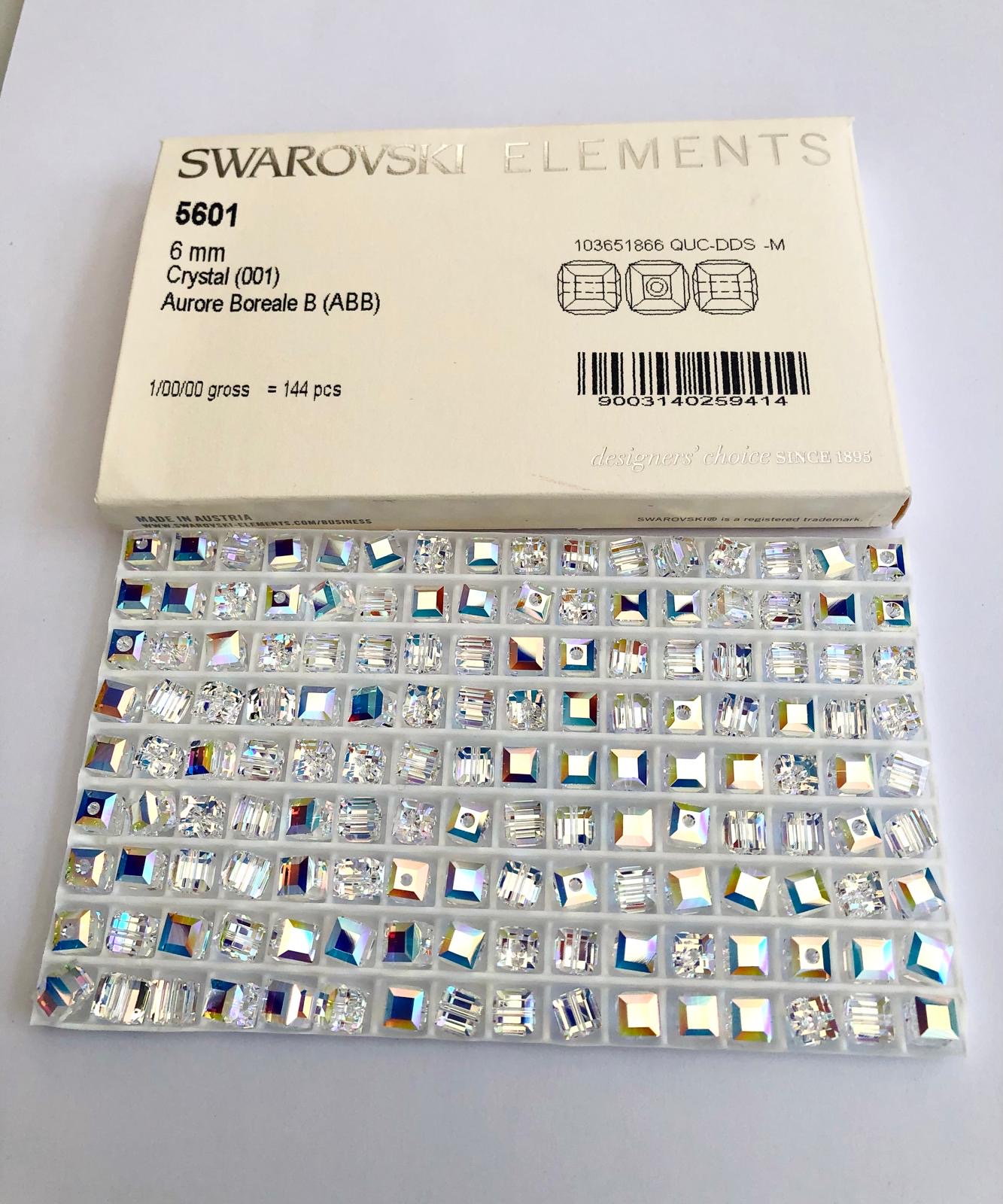 10pcs Swarovski® 6mm AB Crystal Cubic Beads ref: 5601