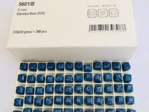 Alternative view of 20pcs Swarovski® 8mm Marbled Blue Cubic Beads ref: 5601/B