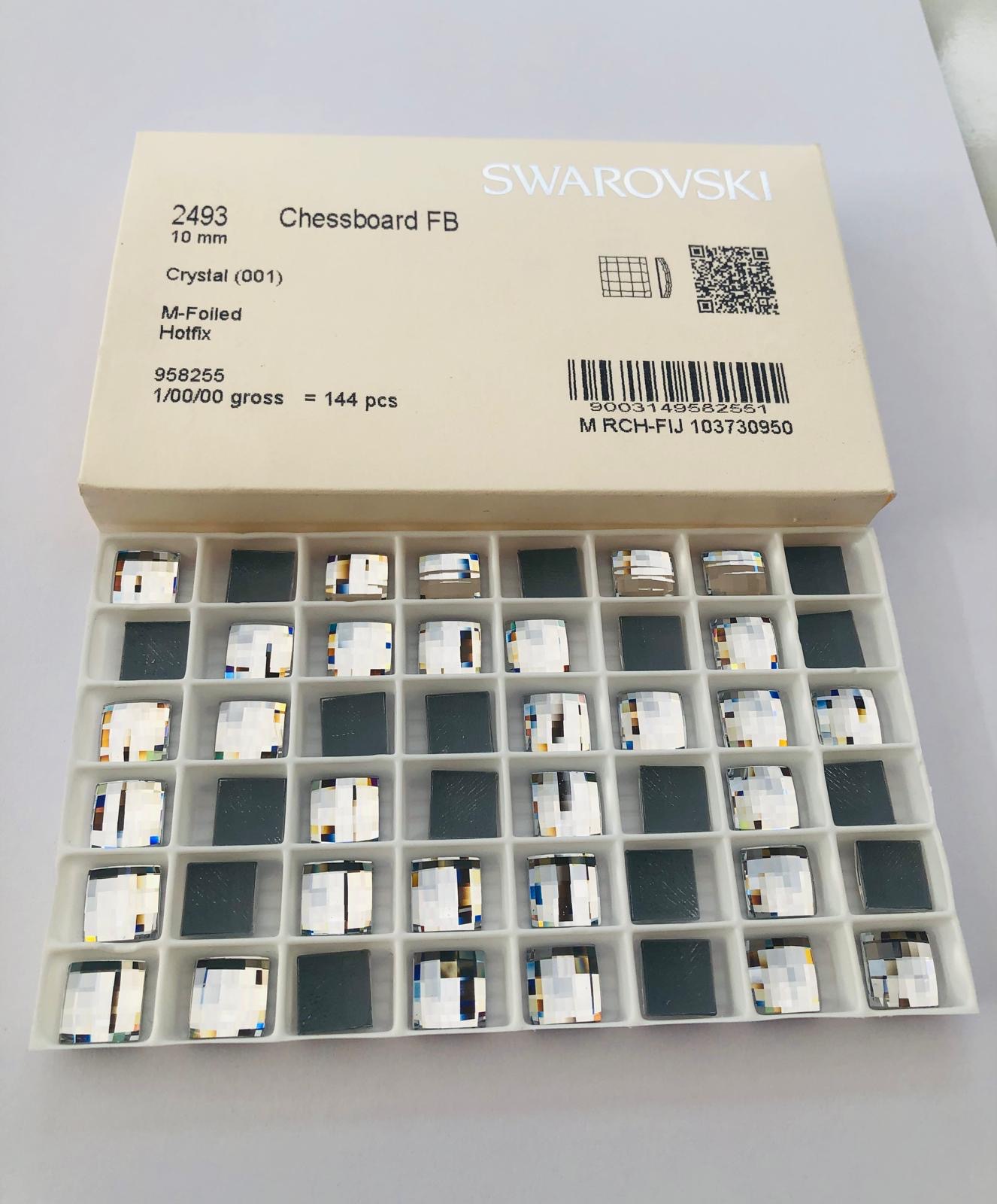 10pcs Swarovski® Crystal 10mm Chessboard Crystal Flat Backs Hotfix ref: 2493