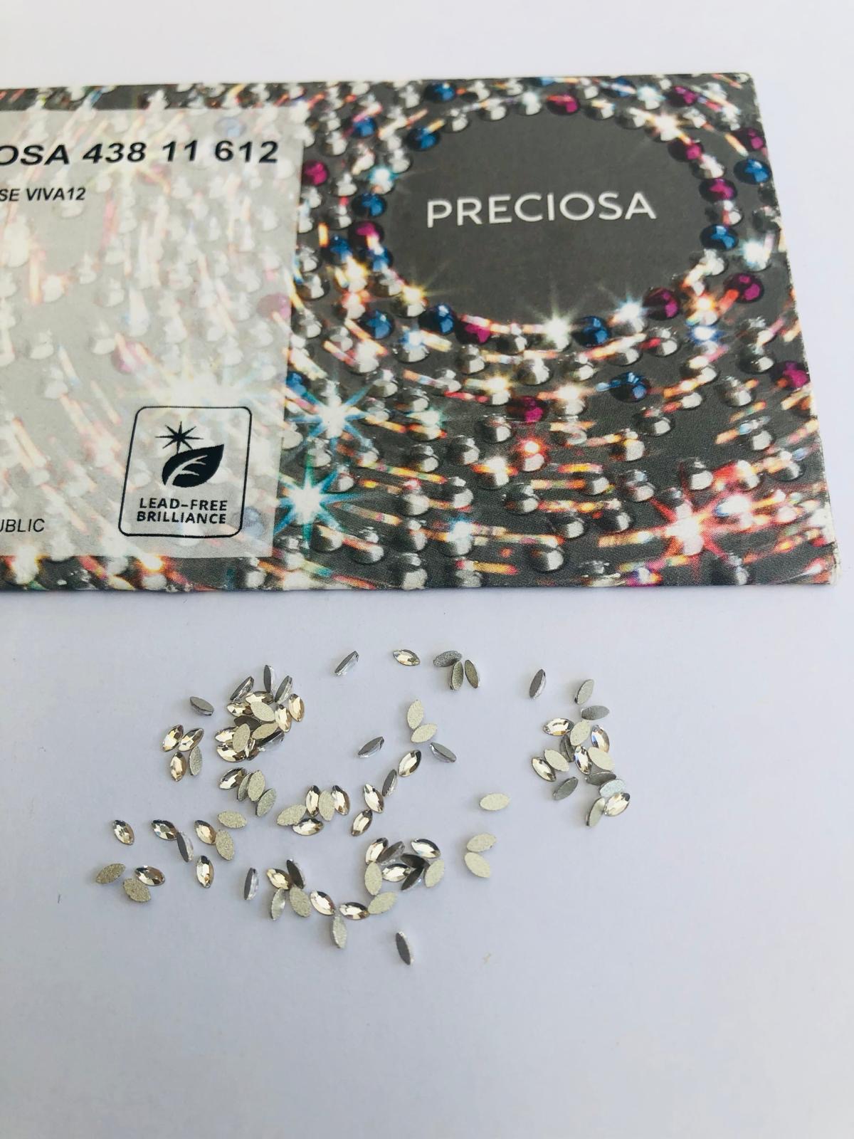 10pcs Tooth Gems Preciosa® Crystal Navette 3mm Lead-Free  Gems Non hotfix foiled Austrian Rhinestones Flatbacks