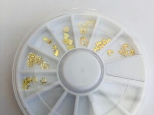 Alternative view of 35pcs Tooth Gem Mix Shape Gold plated Flatback - Star, Heart, Butterfly, Moon