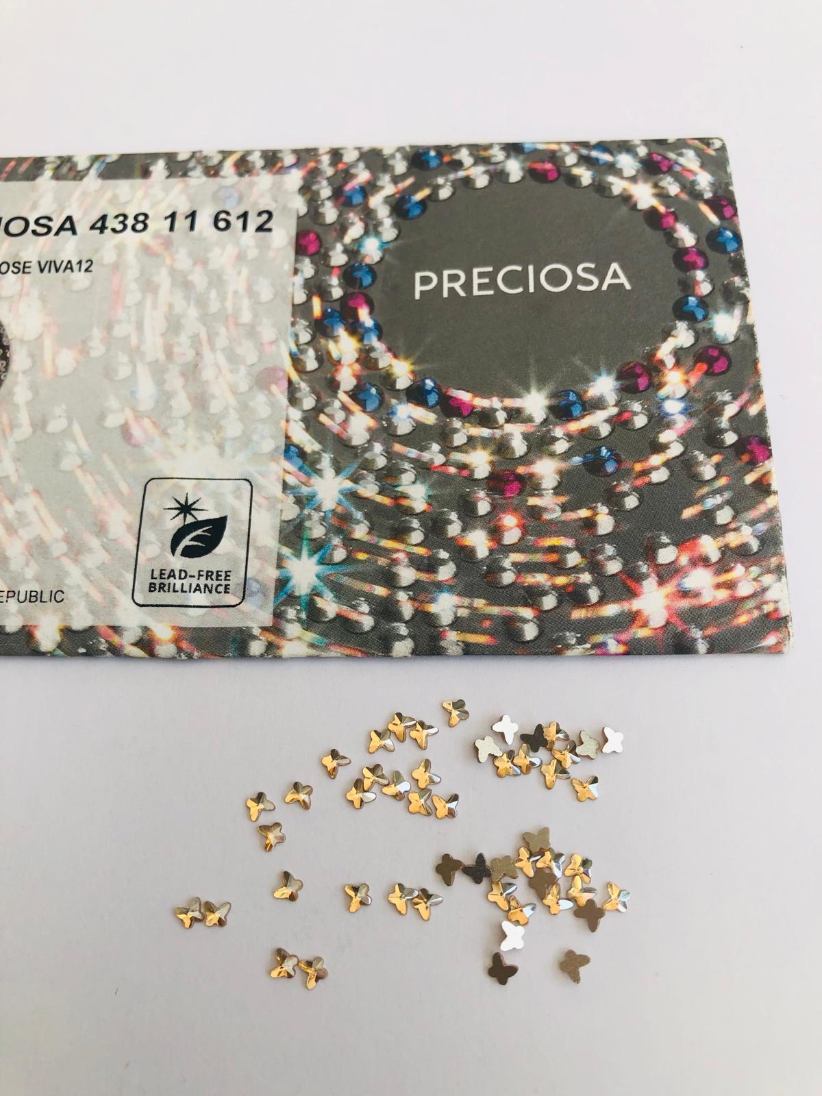 10pcs Tooth Gems Preciosa® Golden shadow  Butterfly 3mm Lead-Free  Gems Non hotfix foiled Austrian Rhinestones Flatbacks