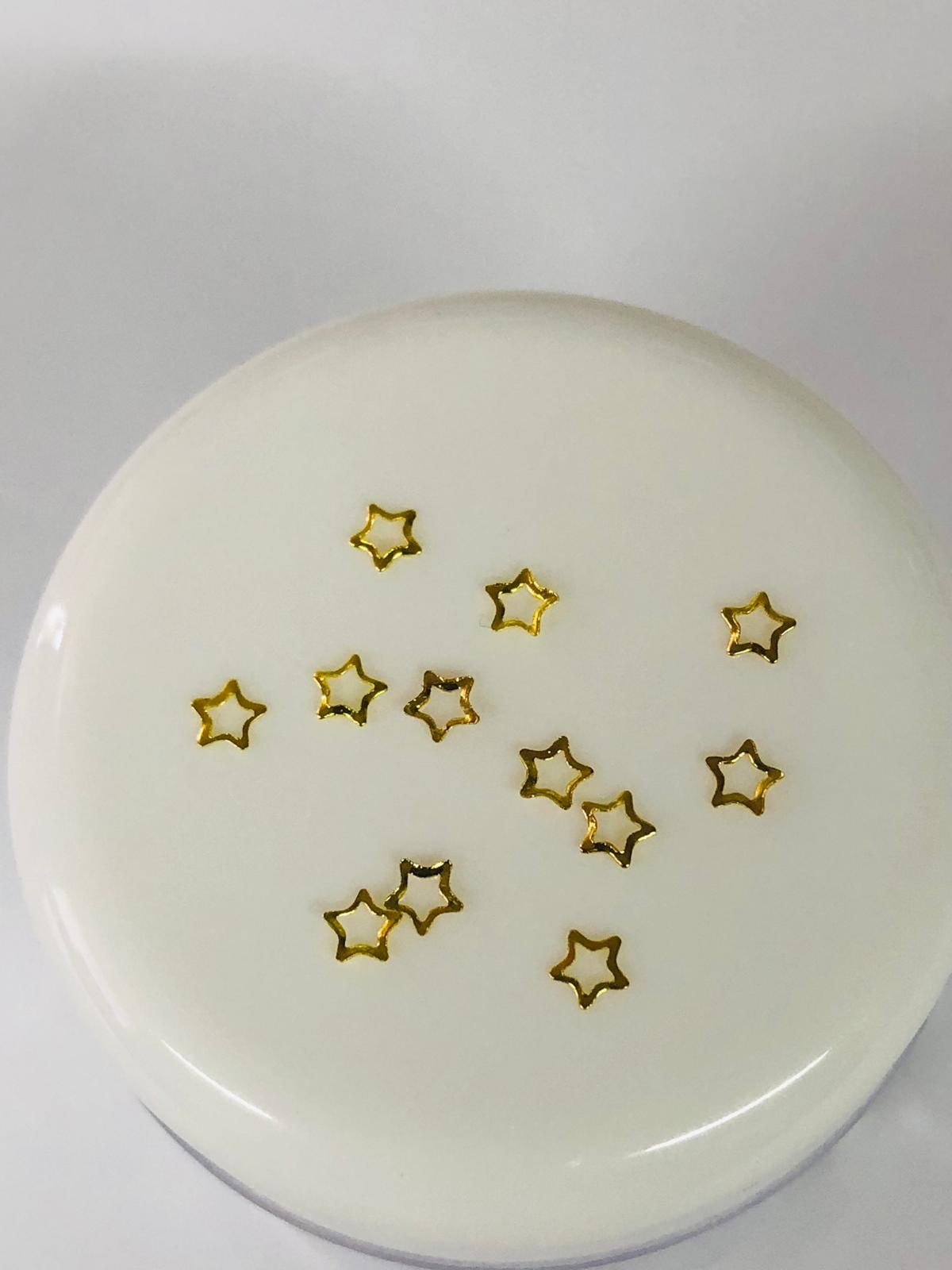 10pcs Tooth Gem Gold plated Hollow Star 3mm Flatback