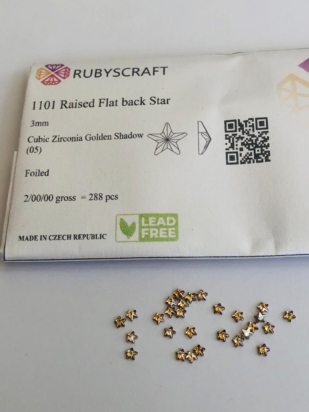 10pcs  Rubyscraft® Cubic Zirconia® 3mm Raised Flatback Star Golden shadow ref 1101