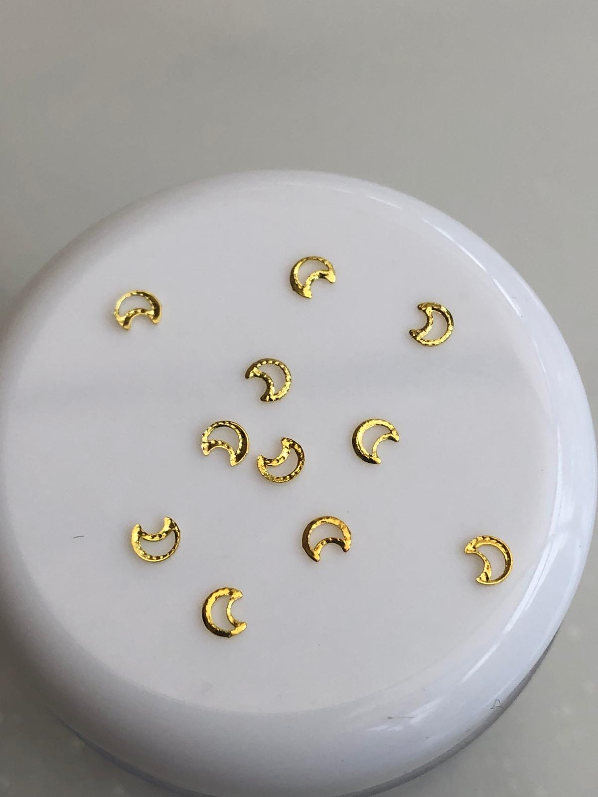10pcs Tooth Gem Gold plated Hollow Moon 3mm Flatback