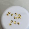 10pcs Tooth Gem Gold plated Moon  3mm Flatback
