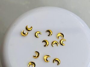 10pcs Tooth Gem Gold plated Moon  3mm Flatback