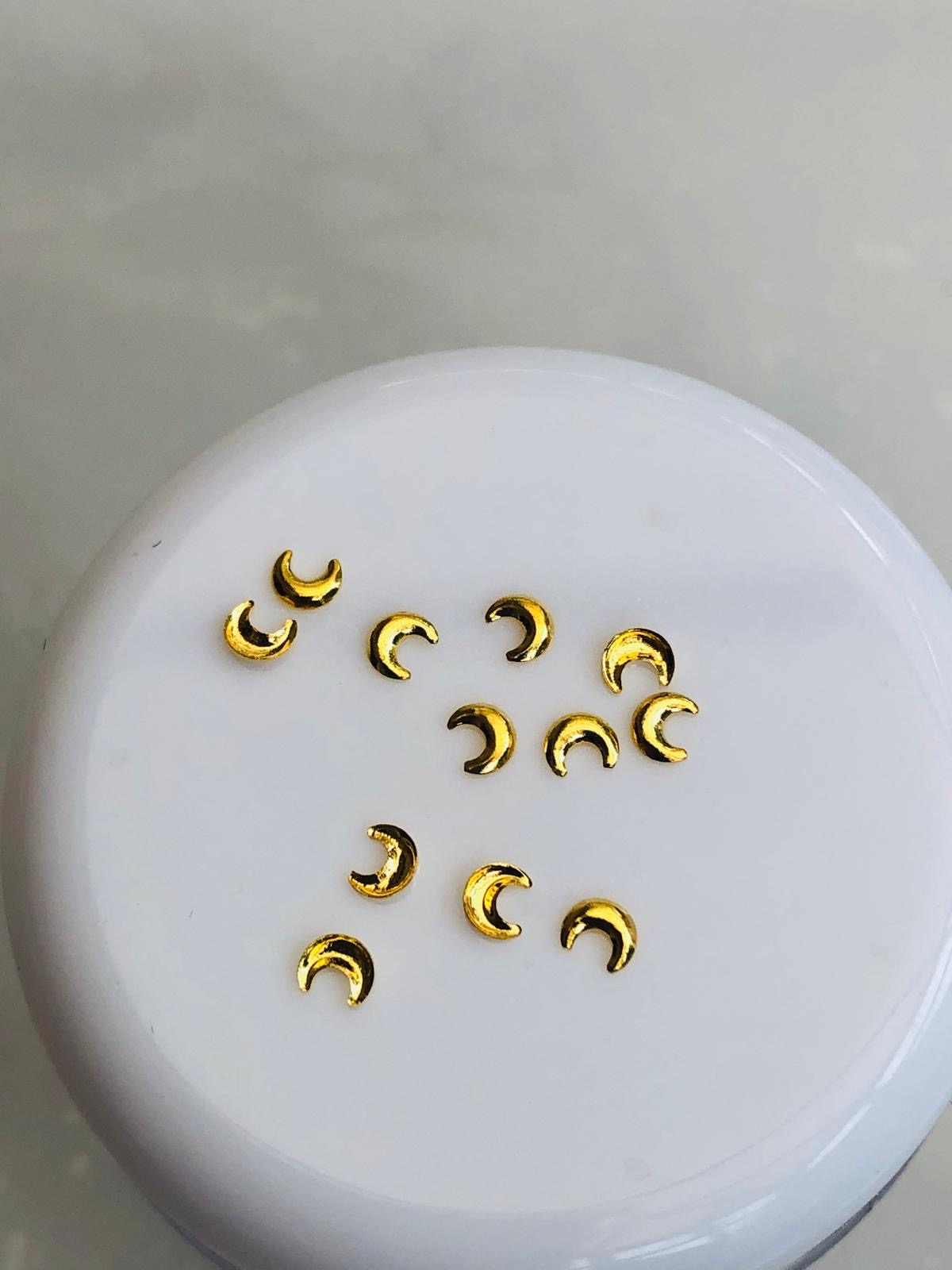 10pcs Tooth Gem Gold plated Moon  3mm Flatback