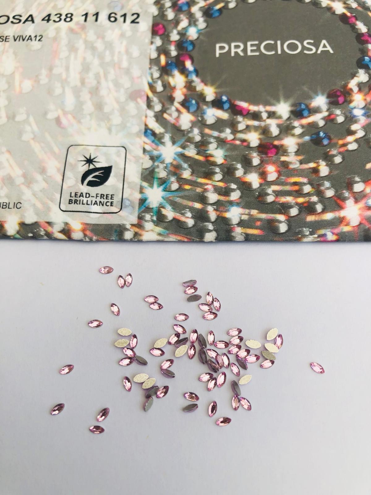 10pcs Tooth Gems Preciosa® Light Rose Crystal Navette 3mm Lead-Free  Gems Non hotfix foiled Austrian Rhinestones Flatbacks