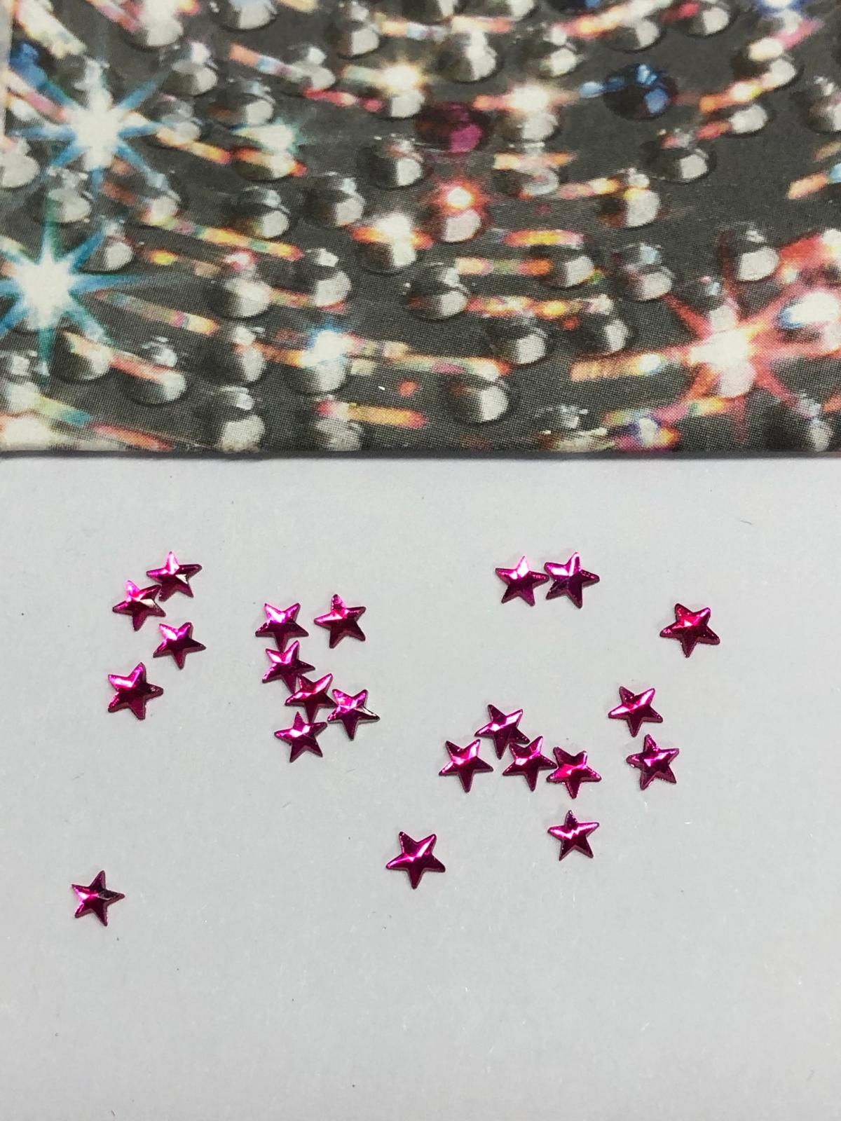 10pcs Tooth Gems Preciosa® Fuschia 3mm Sparkly Star Lead-Free Gems Non hotfix foiled Austrian Rhinestones Flatbacks
