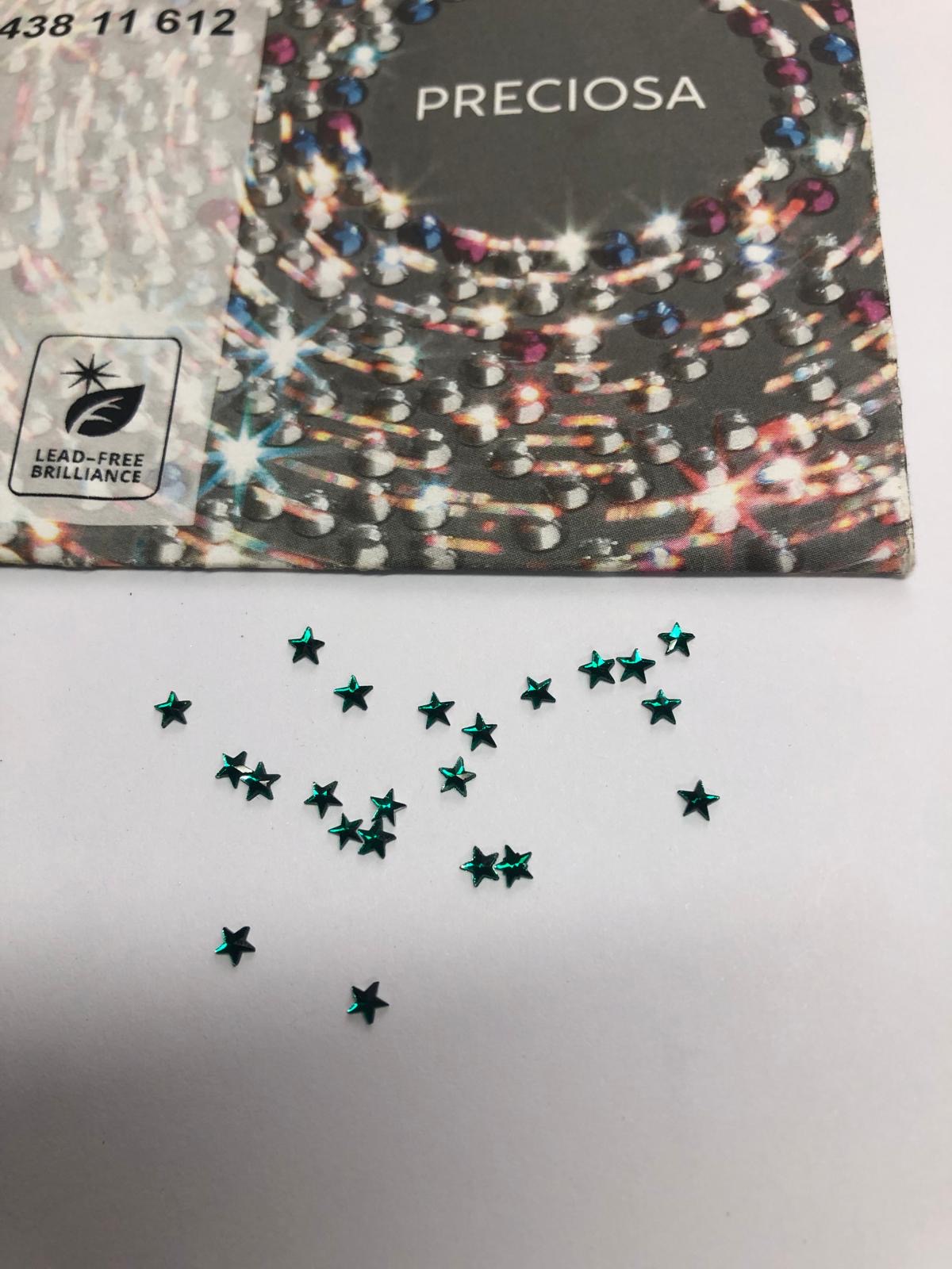 10pcs Tooth Gems Preciosa® 3mm Emerald Sparkly Star Lead-Free Gems Non hotfix foiled Austrian Rhinestones Flatbacks