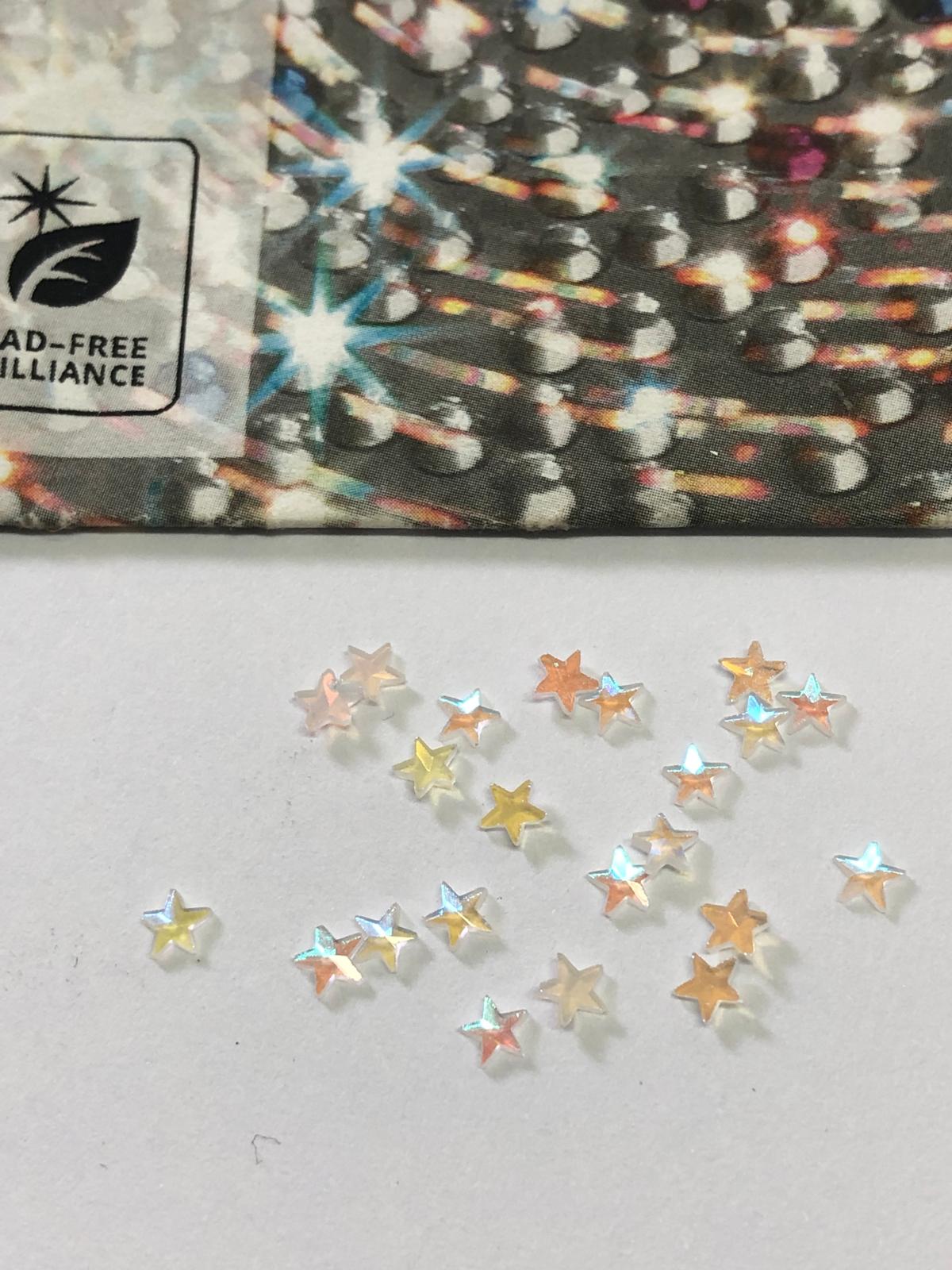 10pcs Tooth Gems Preciosa® Translucent AB  3mm Sparkly Star Lead-Free Gems Non hotfix foiled Austrian Rhinestones Flatbacks