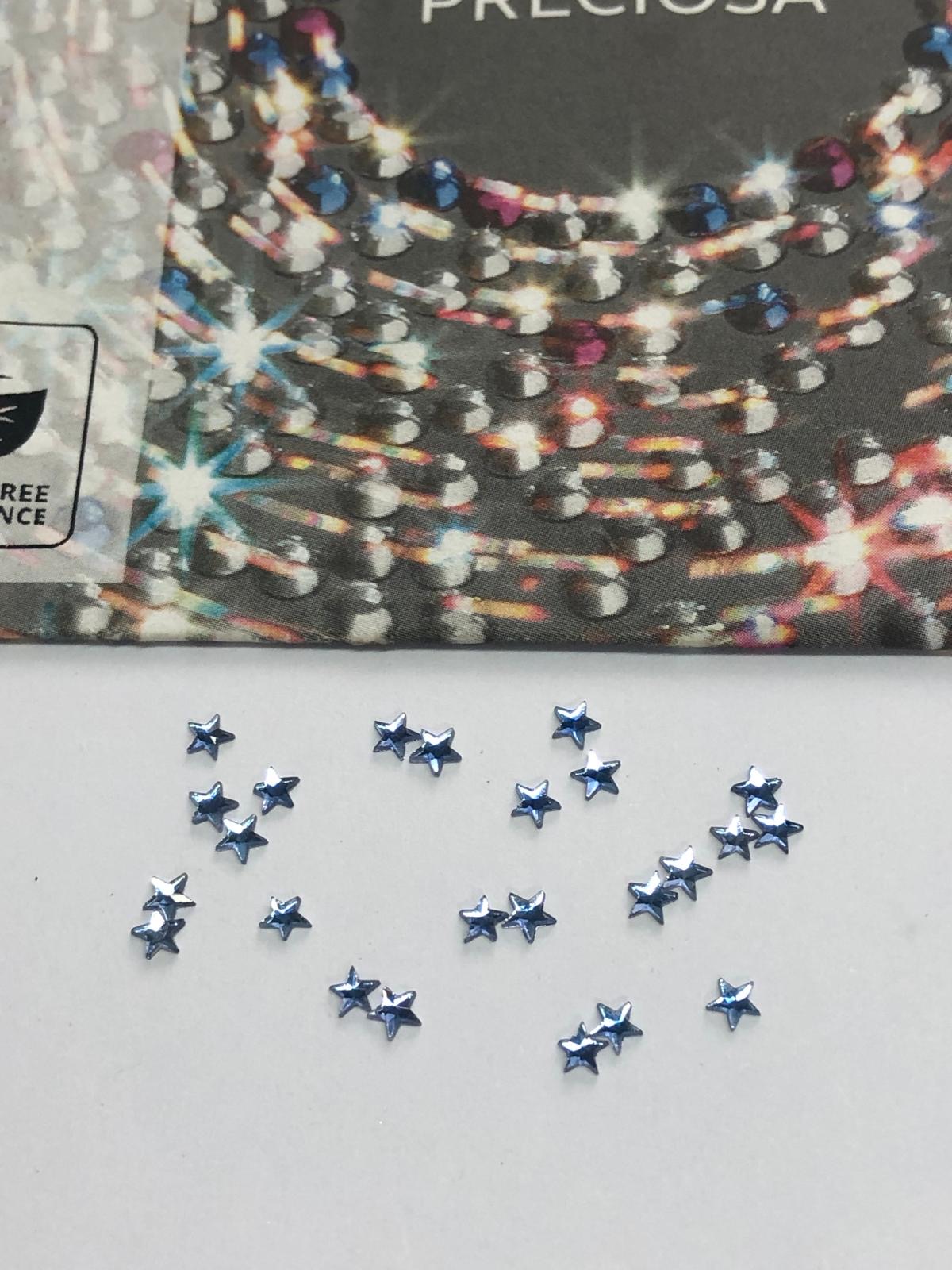 10pcs Tooth Gems Preciosa® 3mm Light Sapphire Sparkly Star Lead-Free Gems Non hotfix foiled Austrian Rhinestones Flatbacks