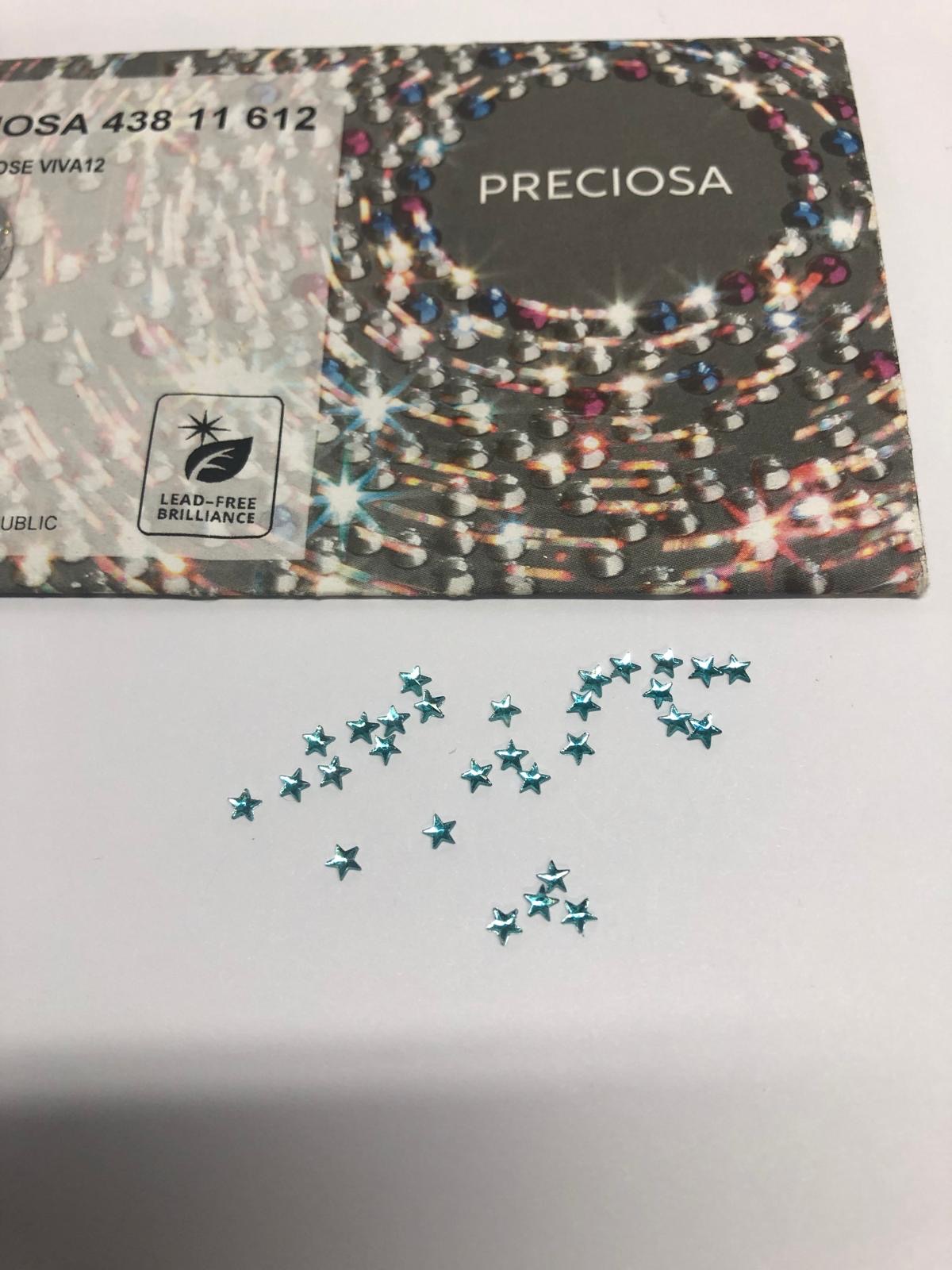 10pcs Tooth Gems Preciosa® 3mm Aquamarine Sparkly Star Lead-Free Gems Non hotfix foiled Austrian Rhinestones Flatbacks